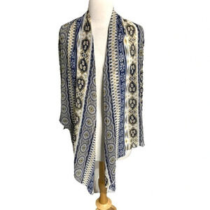 Live and let live S blue yellow white boho kimono
